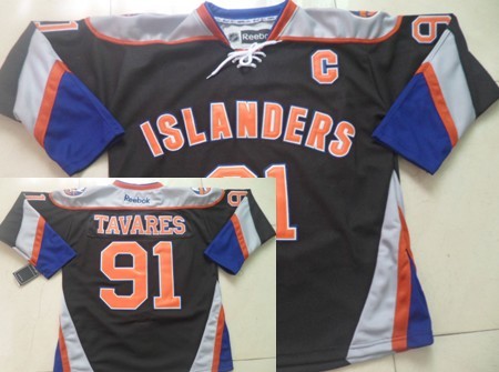 New York Islanders #91 John Tavares Black Third Jersey