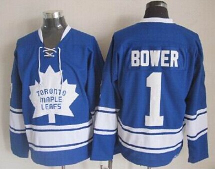 Toronto Maple Leafs #1 Johnny Bower Blue Third Throwback CCM Jersey