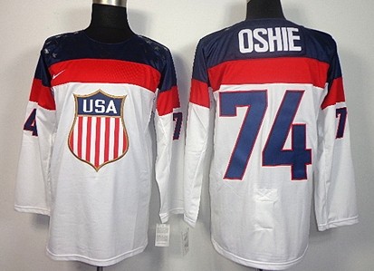 2014 Olympics USA #74 T.J. Oshie White Jersey