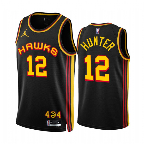 Men's Atlanta Hawks #12 De'Andre Hunter 2022-23 Black Statement Edition Stitched Jersey