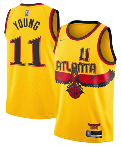 Men's Atlanta Hawks #11 Trae Young Yellow Stitched Game Jersey