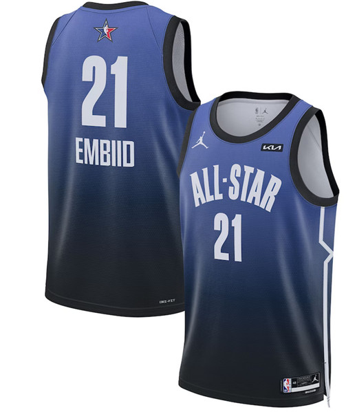 Men's 2023 All-Star #21 Joel Embiid Blue Game Swingman Stitched Basketball Jersey