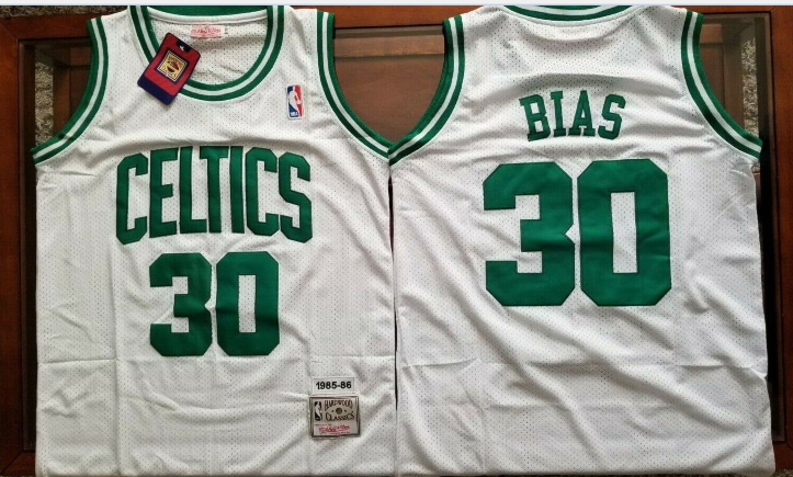 Men's Boston Celtics #30 Len Bias White Swingman Throwback Jersey