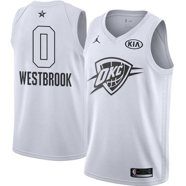 Nike Thunder #0 Russell Westbrook White NBA Jordan Swingman 2018 All-Star Game Jersey