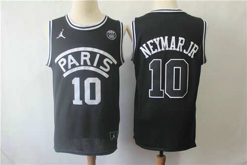 Paris Saint-Germain #10 Neymar Jr Black Jordan Fashion Jersey