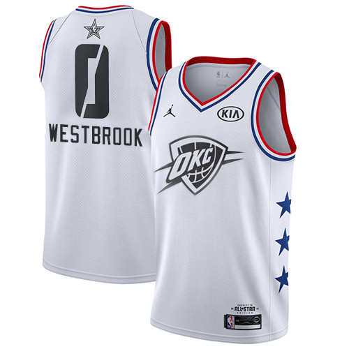 Thunder #0 Russell Westbrook White Basketball Jordan Swingman 2019 All-Star Game Jersey