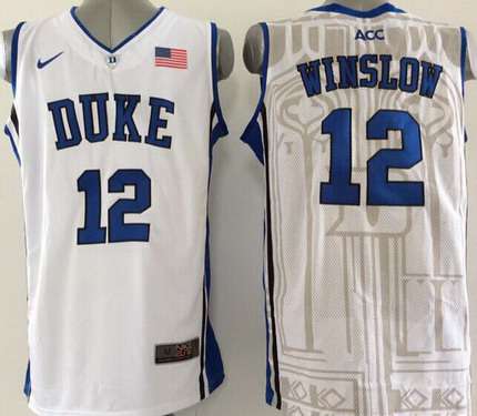 Duke Blue Devils #12 Justise Winslow White Jersey