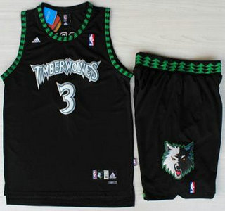 Minnesota Timberwolves #3 Stephon Marbury Black Swingman Jerseys Short Suits