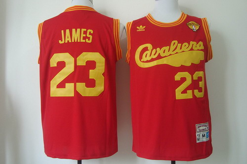 Men's Cleveland Cavaliers #23 LeBron James 2016 The NBA Finals Patch 2009 Red Hardwood Classics Soul Swingman Throwback Jersey