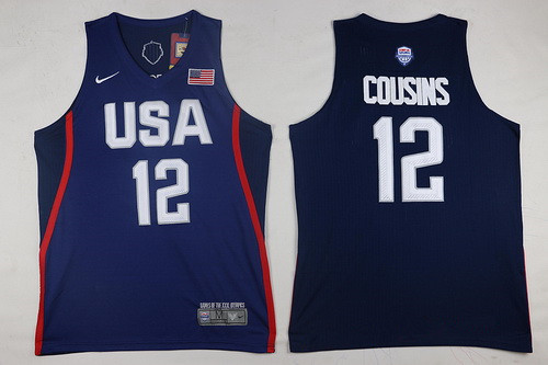 2016 Olympics Team USA Men's #12 DeMarcus Cousins Navy Blue Stitched NBA Nike Swingman Jersey