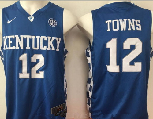 Men's Kentucky Wildcats #12 Karl-Anthony Towns Royal Blue College Basketball 2017 Nike Swingman Stitched NCAA Jersey