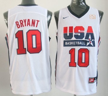 1992 Olympics Team USA #10 Kobe Bryant White Swingman Jersey