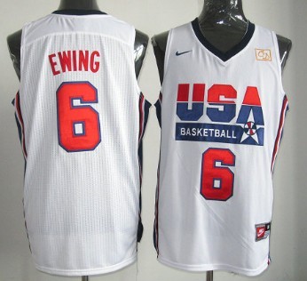 1992 Olympics Team USA #6 Patrick Ewing White Swingman Jersey