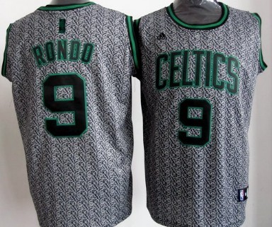 Boston Celtics #9 Rajon Rondo Gray Static Fashion Jersey