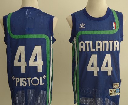 Atlanta Hawks #44 Pistol Pete Maravich Blue Swingman Throwback Jersey