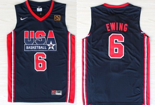 1992 Olympics Team USA #6 Patrick Ewing Navy Blue Swingman Jersey