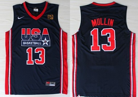 1992 Olympics Team USA #13 Chris Mullin Navy Blue Swingman Jersey