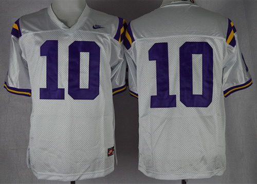 LSU Tigers #10 Anthony Jennings White Jersey