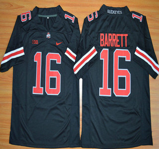 Ohio State Buckeyes #16 J.T. Barrett Black With Red 2015 College Football Nike Limited Jersey