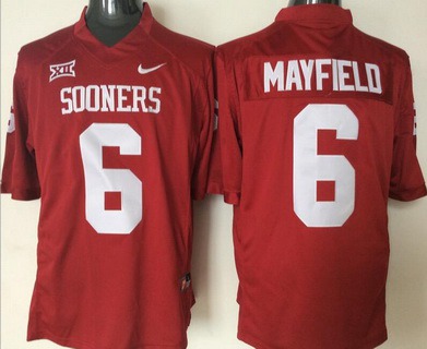 Men's Oklahoma Sooners #6 Baker Mayfield Red College Football Nike Jersey