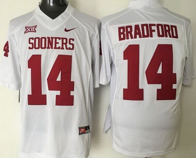 Men's Oklahoma Sooners #14 Sam Bradford White College Football Nike Jersey