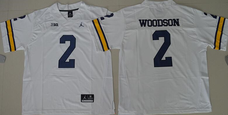 Men's Michigan Wolverines #2 Charles Woodson White Stitched NCAA Brand Jordan College Football Jersey