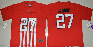 Men's Ohio State Buckeyes #27 Eddie George Red Elite Stitched College Football 2016 Nike NCAA Jersey