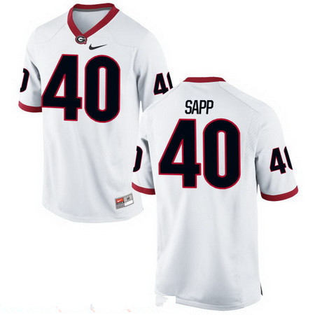 Men's Georgia Bulldogs #40 Theron Sapp White Stitched College Football 2016 Nike NCAA Jersey