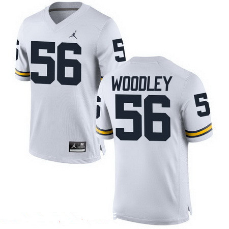 Men's Michigan Wolverines #56 LaMarr Woodley White Stitched College Football Brand Jordan NCAA Jersey