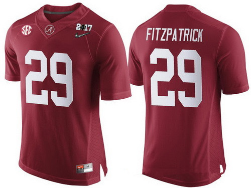 Men's Alabama Crimson Tide #29 Minkah Fitzpatrick Red 2017 Championship Game Patch Stitched CFP Nike Limited Jersey