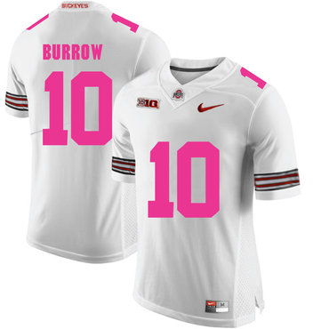 Ohio State Buckeyes 10 Joe Burrow White 2018 Breast Cancer Awareness College Football Jersey