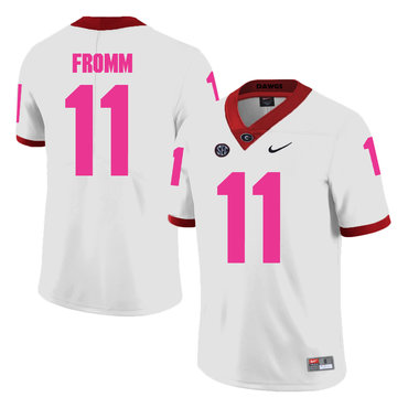 Georgia Bulldogs 11 Jake Fromm White Breast Cancer Awareness College Football Jersey