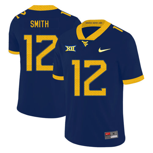 West Virginia Mountaineers 12 Geno Smith Navy College Football Jersey