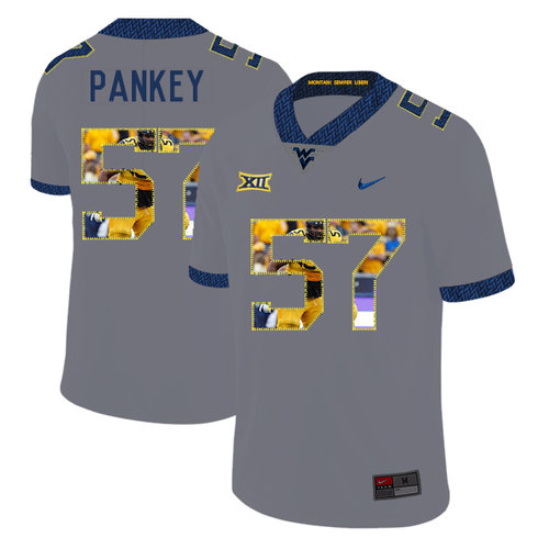 West Virginia Mountaineers 57 Adam Pankey Gray Fashion College Football Jersey