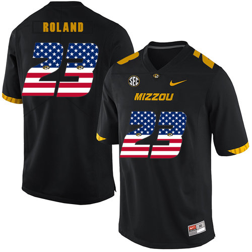 Missouri Tigers 23 Johnny Roland Black USA Flag Nike College Football Jersey