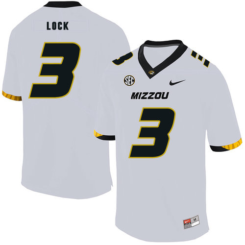 Missouri Tigers 3 Drew Lock White Nike College Football Jersey