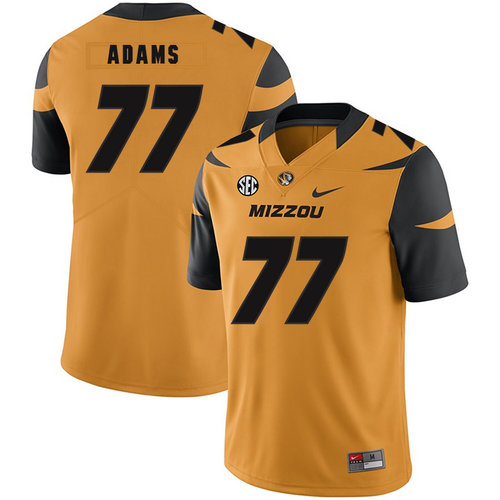 Missouri Tigers 77 Paul Adams Gold Nike College Football Jersey