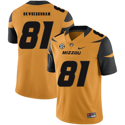 Missouri Tigers 81 Albert Okwuegbunam Gold Nike College Football Jersey