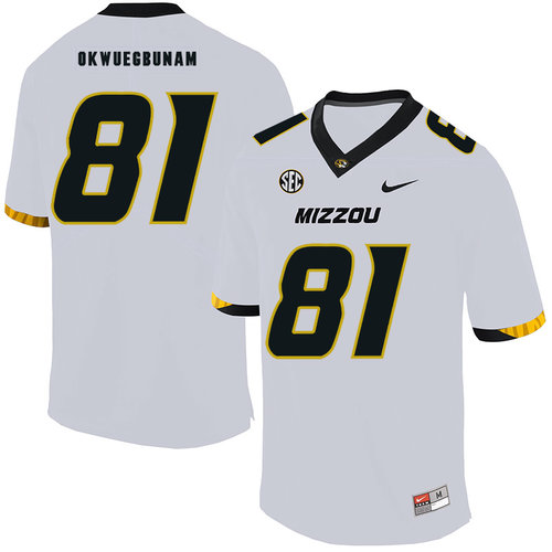 Missouri Tigers 81 Albert Okwuegbunam White Nike College Football Jersey