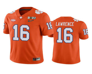 Men's Clemson Tigers #16 Trevor Lawrence Orange 2020 National Championship Game Jersey