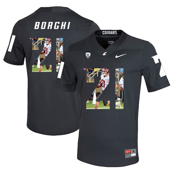 Washington State Cougars 21 Max Borghi Black Fashion College Football Jersey