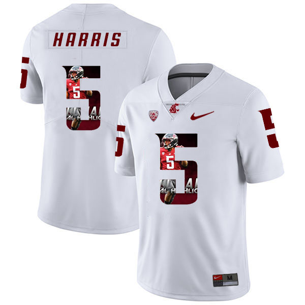 Washington State Cougars 5 Travell Harris White Fashion College Football Jersey