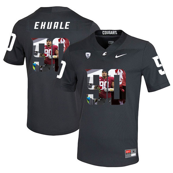 Washington State Cougars 90 Daniel Ekuale Black Fashion College Football Jersey