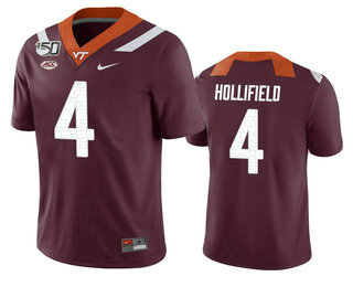 Men's Virginia Tech Hokies #4 Dax Hollifield Maroon 150th College Football Nike Jersey