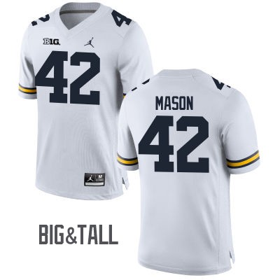 Men's Michigan Wolverines #42 Ben Mason White Big&Tall Performance Jersey