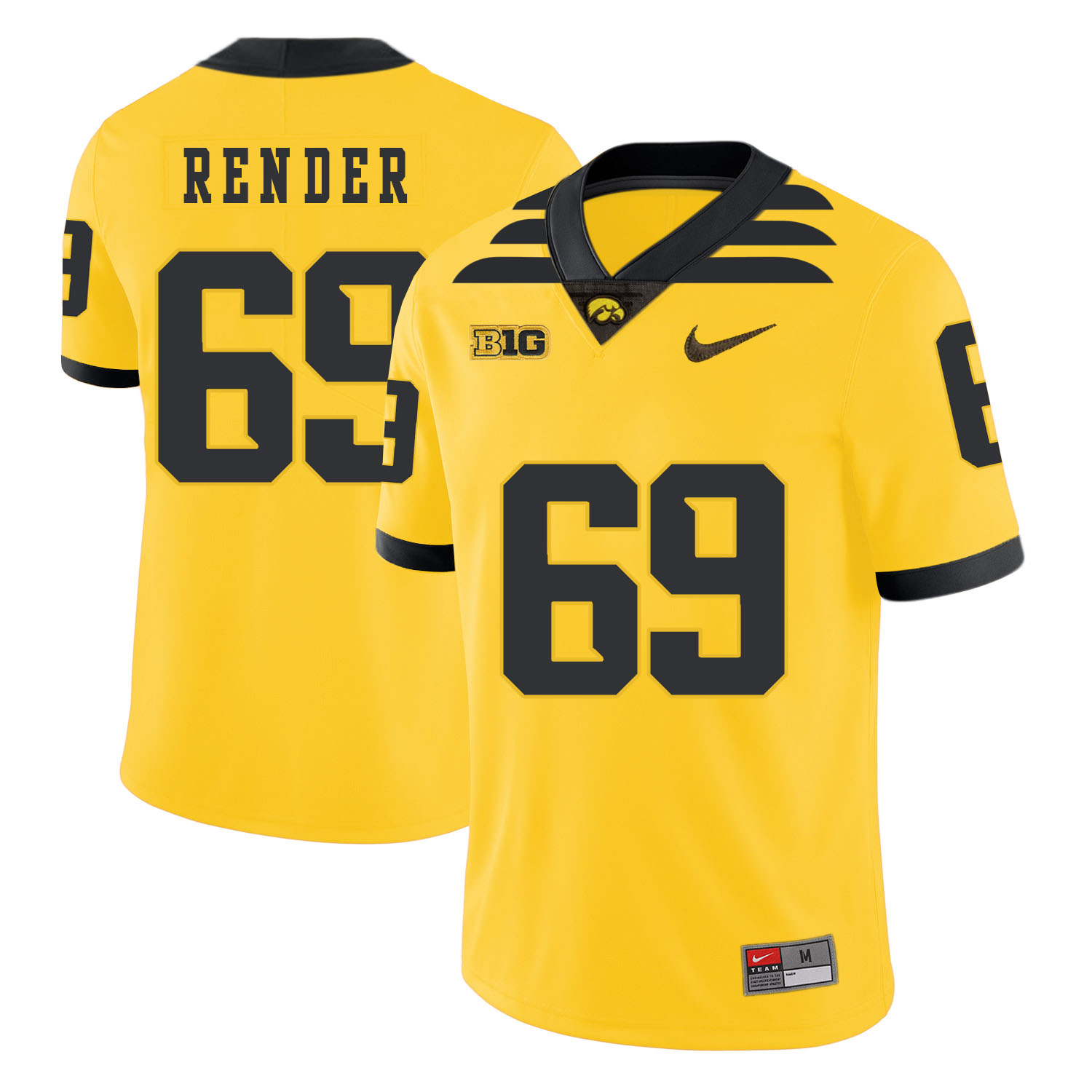 Iowa Hawkeyes 69 Keegan Render Yellow College Football Jersey