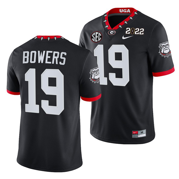 Men’s Georgia Bulldogs #19 Brock Bowers 2022 Patch Black College Football Stitched Jersey