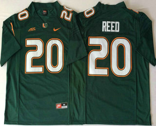 Men's Miami Hurricanes #20 Ed Reed Green Stitched NCAA Nike College Football Jersey