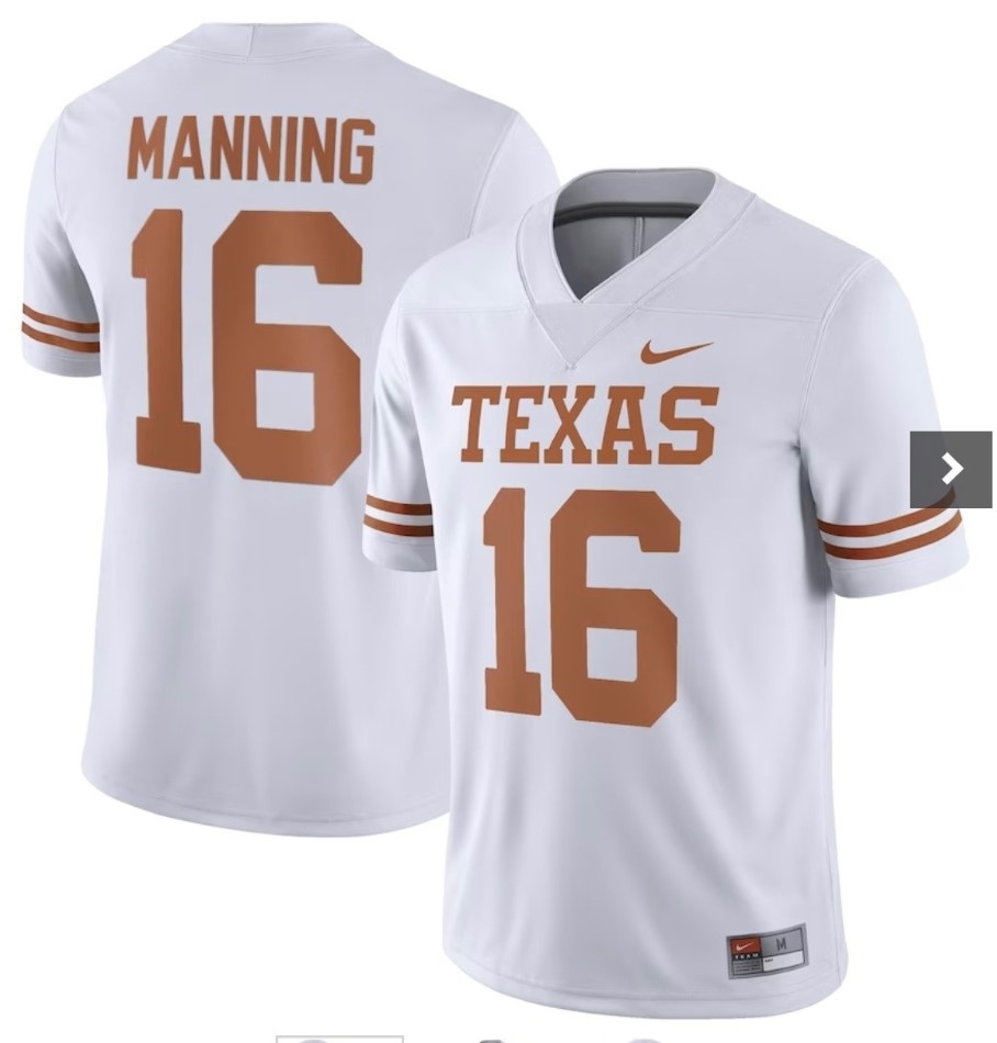 Men's Texas Longhorns #16 Arch Manning White Stitched Jersey