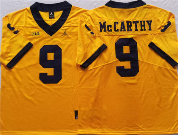 Men's Michigan Wolverines #9 McCARTHY Yellow Stitched Jersey